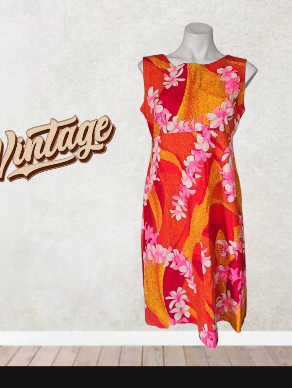 Excluisely Yours Vintage Floral Sleeveless A-Line Hawaiian Dress Size 16